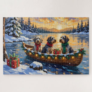 Wirehaired Pointing Griffon Christmas Boat Holiday Jigsaw Puzzle