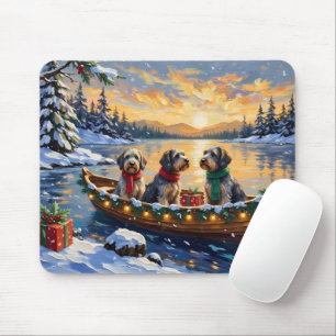 Wirehaired Pointing Griffon Christmas Boat Holiday Mouse Pad