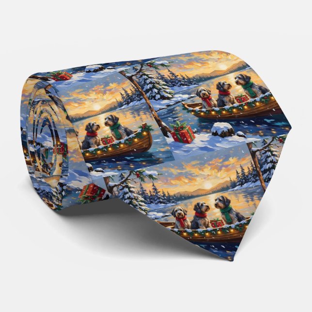 Wirehaired Pointing Griffon Christmas Boat Holiday Tie (Rolled)