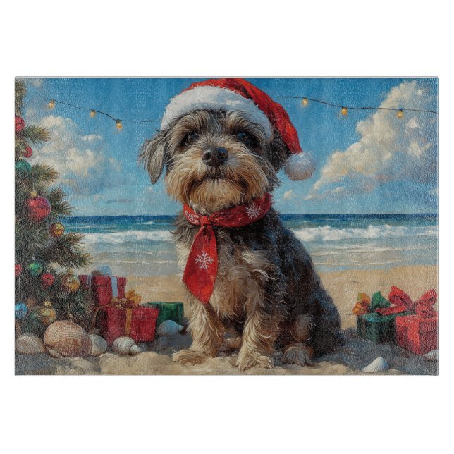 Wirehaired Pointing Griffon Dog Christmas Beach Cutting Board (Front)