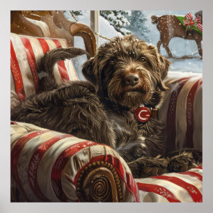 Wirehaired Pointing Griffon Dog Christmas Festive Poster
