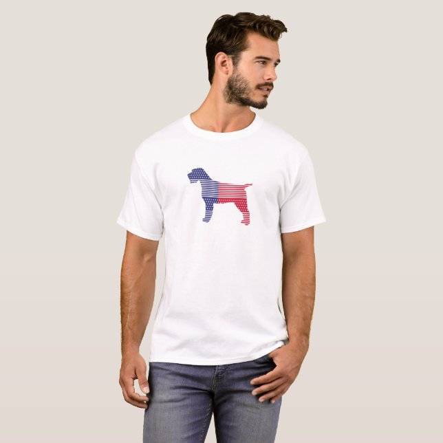Wirehaired Pointing Griffon Dog Patriotic T-shirt (Front Full)