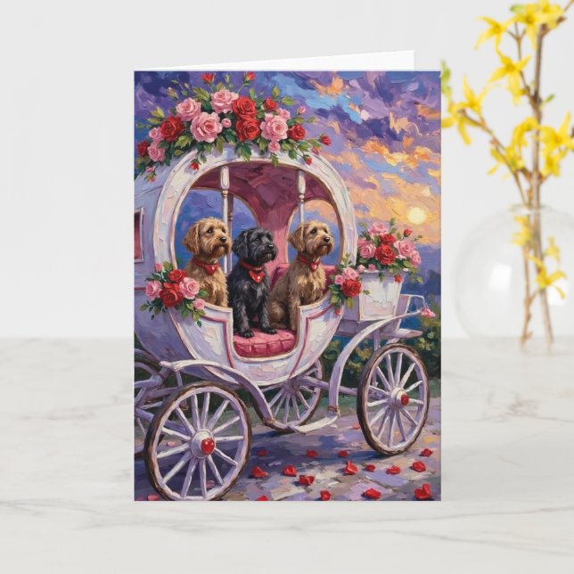 Wirehaired Pointing Griffon Dog Valentine's Day Card (Yellow Flower)