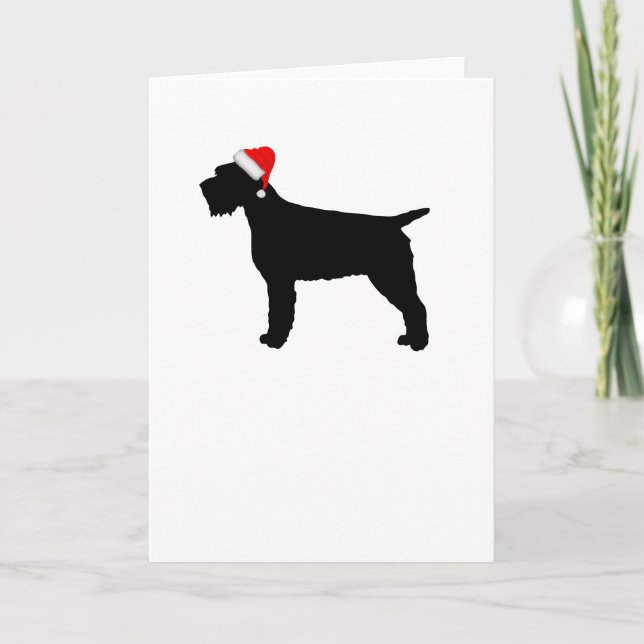 Wirehaired Pointing Griffon Dog With Red Santa Hat Holiday Card (Front)