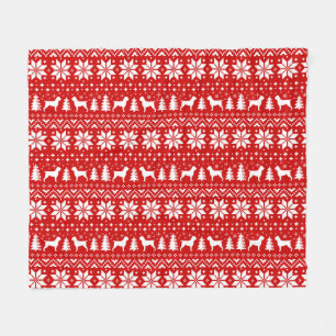 Wirehaired Pointing Griffon Dogs Christmas Pattern Fleece Blanket