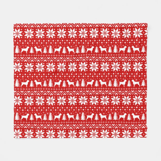 Wirehaired Pointing Griffon Dogs Christmas Pattern Fleece Blanket (Front (Horizontal))