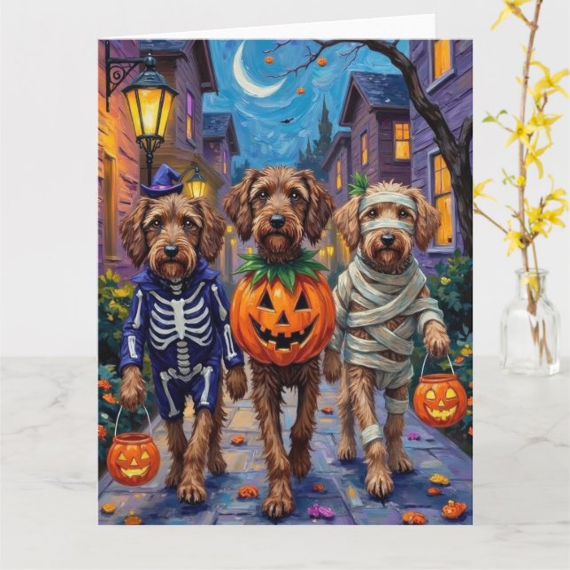 Wirehaired Pointing Griffon Halloween Costumes Card (Yellow Flower)