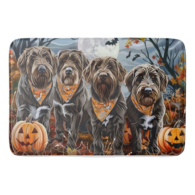 Wirehaired Pointing Griffon Halloween Spooky Bath Mat (Front)