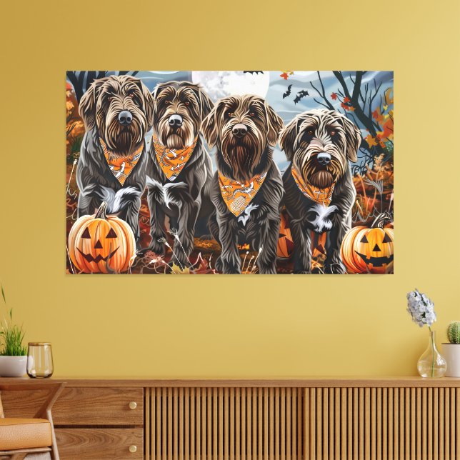 Wirehaired Pointing Griffon Halloween Spooky Canvas Print (Insitu(LivingRoom))