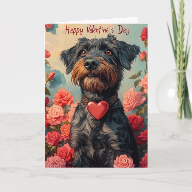 Wirehaired Pointing Griffon Hearts Valentine's Day Card (Front)