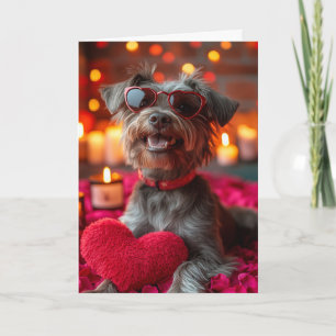 Wirehaired Pointing Griffon Hearts Valentine's Day Card