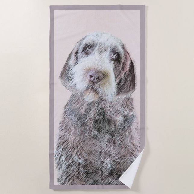 Wirehaired Pointing Griffon Painting - Dog Art Beach Towel (Front)