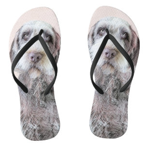 Wirehaired Pointing Griffon Painting - Dog Art Flip Flops