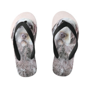 Wirehaired Pointing Griffon Painting - Dog Art Kid's Flip Flops