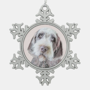 Wirehaired Pointing Griffon Painting - Dog Art Snowflake Pewter Christmas Ornament