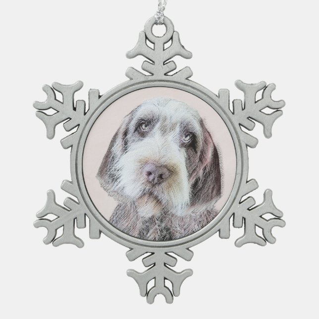 Wirehaired Pointing Griffon Painting - Dog Art Snowflake Pewter Christmas Ornament (Front)