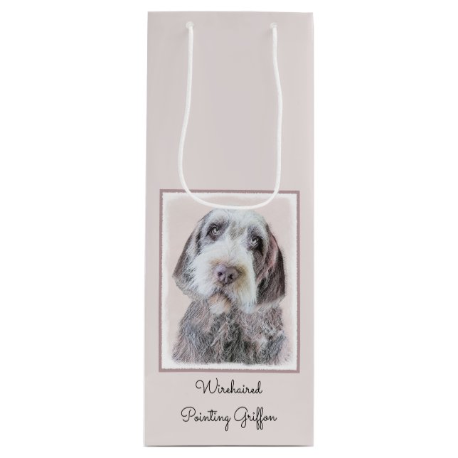 Wirehaired Pointing Griffon Painting - Dog Art Wine Gift Bag (Front)