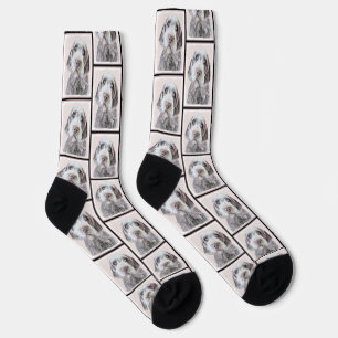 Wirehaired Pointing Griffon Painting Pet Dog Art Socks