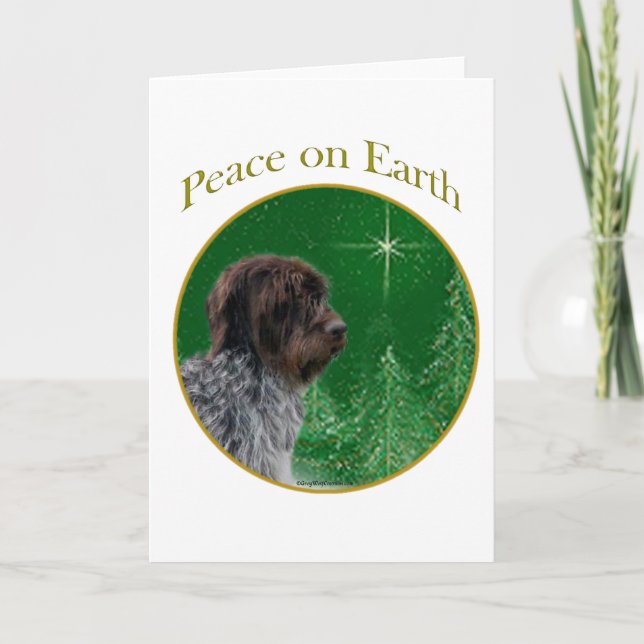Wirehaired Pointing Griffon Peace Holiday Card (Front)