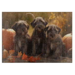 Wirehaired Pointing Griffon Puppy Autumn Cutting Board