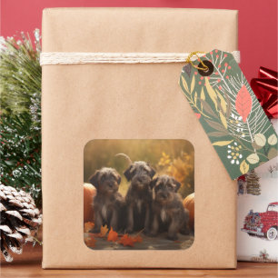 Wirehaired Pointing Griffon Puppy Autumn Square Sticker