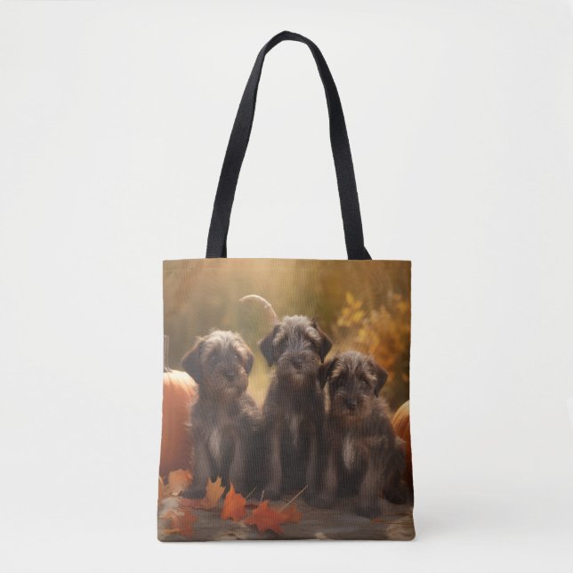 Wirehaired Pointing Griffon Puppy Autumn Tote Bag (Front)