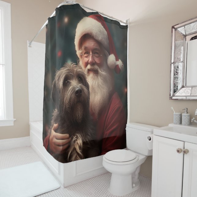 Wirehaired Pointing Griffon Santa Claus Christmas (In Situ)