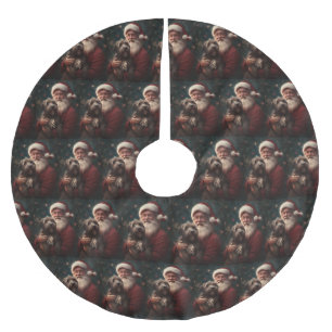 Wirehaired Pointing Griffon Santa Claus Christmas Brushed Polyester Tree Skirt