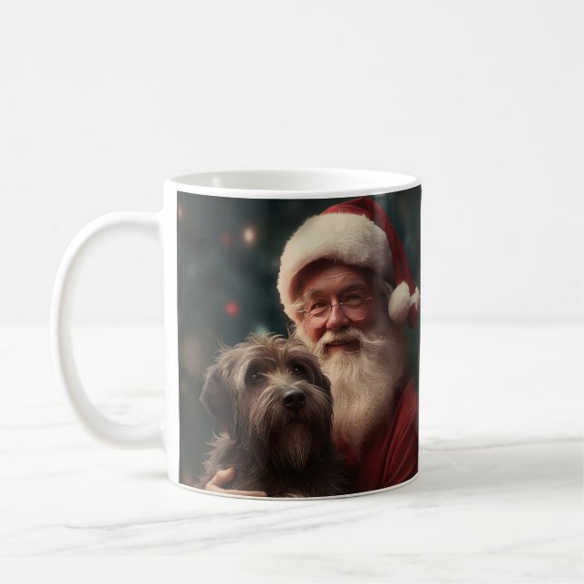 Wirehaired Pointing Griffon Santa Claus Christmas Coffee Mug (Left)