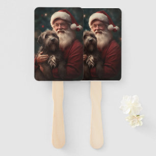 Wirehaired Pointing Griffon Santa Claus Christmas Hand Fan