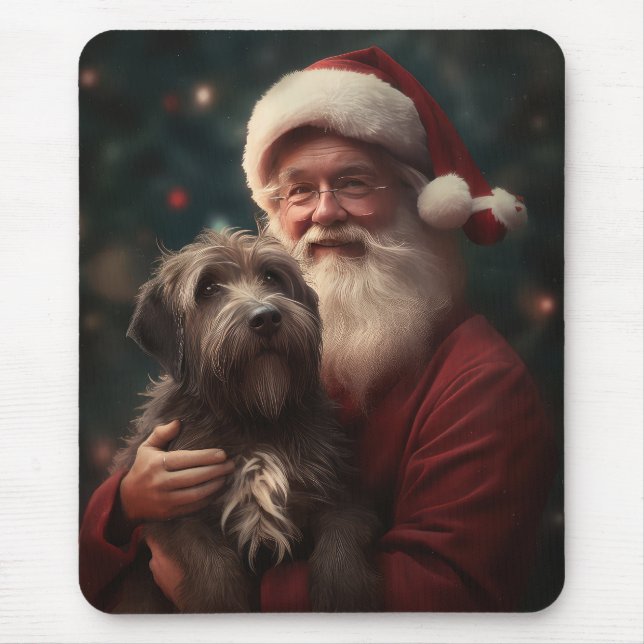 Wirehaired Pointing Griffon Santa Claus Christmas Mouse Pad (Front)