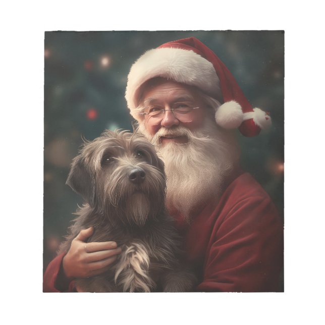 Wirehaired Pointing Griffon Santa Claus Christmas Notepad (Front)