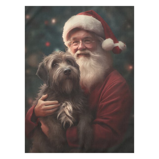 Wirehaired Pointing Griffon Santa Claus Christmas Tablecloth (Front)