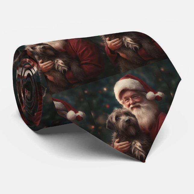 Wirehaired Pointing Griffon Santa Claus Christmas Tie (Rolled)