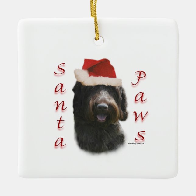 Wirehaired Pointing Griffon Santa Paws Ceramic Ornament (Front)