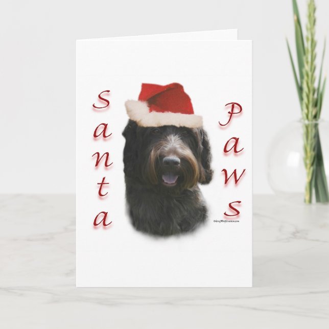 Wirehaired Pointing Griffon Santa Paws Holiday Card (Front)