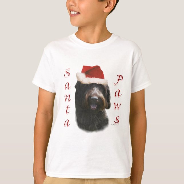 Wirehaired Pointing Griffon Santa Paws T-Shirt (Front)