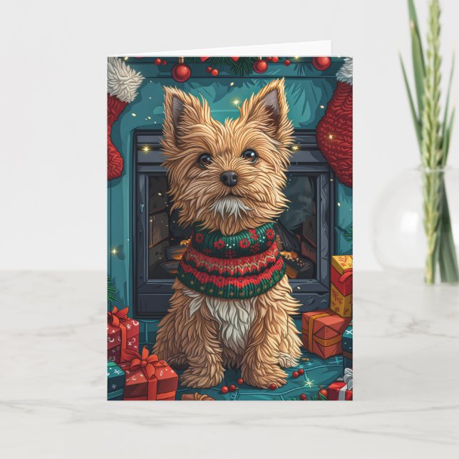 Wirehaired Pointing Griffon With Christmas Gifts Card (Front)