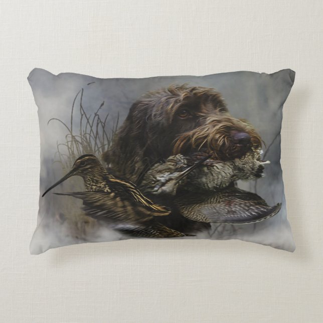 Wirehaired Pointing Griffon , Woodcock hunting  Accent Pillow (Front)