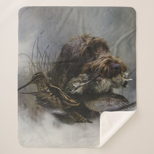 Wirehaired Pointing Griffon , Woodcock hunting   Sherpa Blanket (Front)