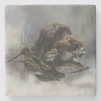 Wirehaired Pointing Griffon , Woodcock hunting  Stone Coaster