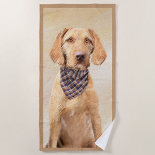 Wirehaired Vizsla Painting - Cute Original Dog Art Beach Towel