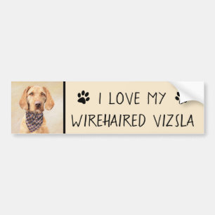 Wirehaired Vizsla Painting - Cute Original Dog Art Bumper Sticker