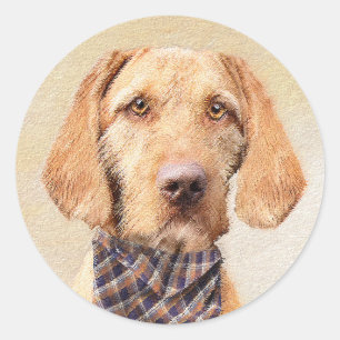 Wirehaired Vizsla Painting - Cute Original Dog Art Classic Round Sticker