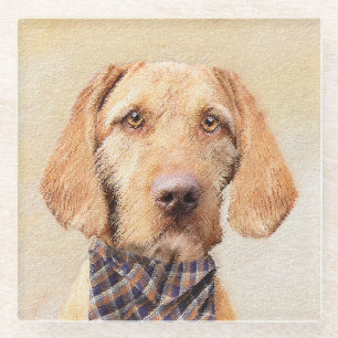 Wirehaired Vizsla Painting - Cute Original Dog Art Glass Coaster