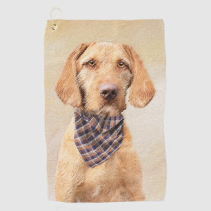 Wirehaired Vizsla Painting - Cute Original Dog Art Golf Towel
