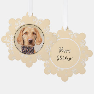 Wirehaired Vizsla Painting - Cute Original Dog Art Ornament Card