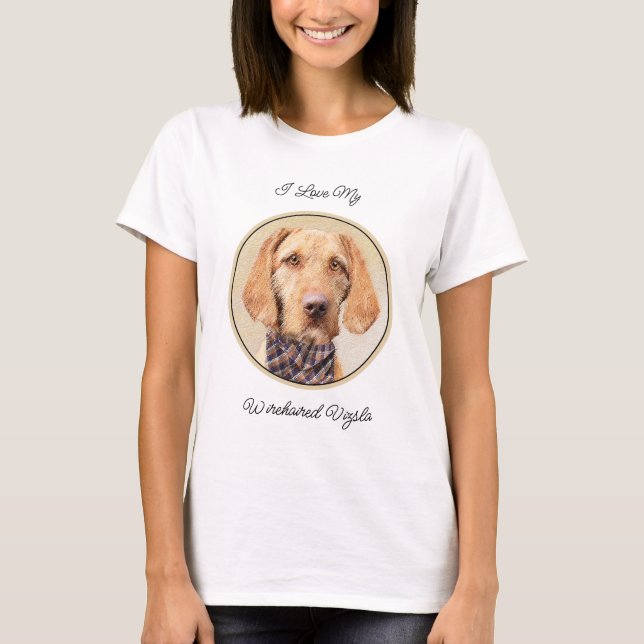Wirehaired Vizsla Painting - Cute Original Dog Art T-Shirt (Front)