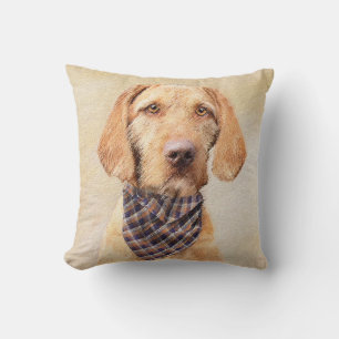 Wirehaired Vizsla Painting - Cute Original Dog Art Throw Pillow