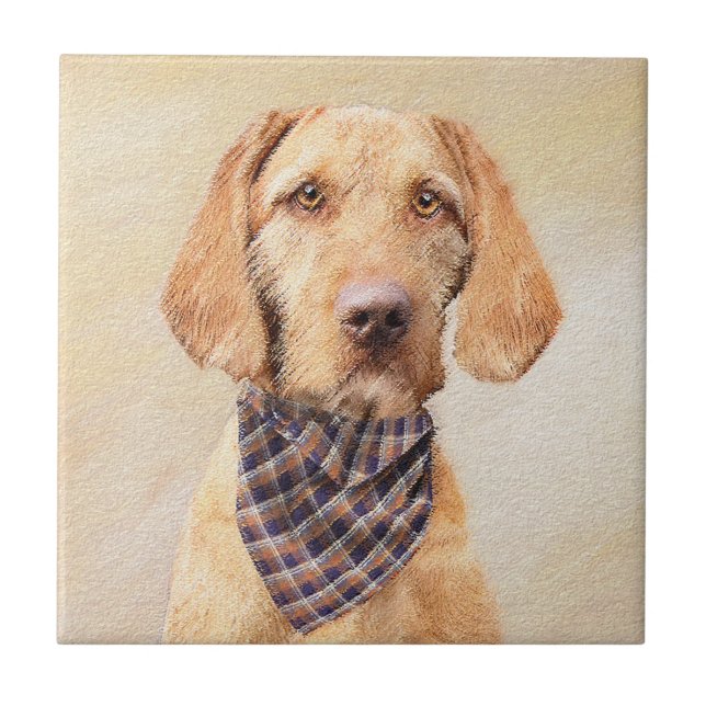 Wirehaired Vizsla Painting - Cute Original Dog Art Tile (Front)